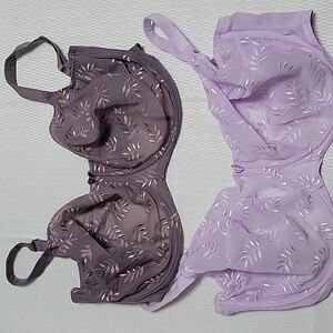 Sheer Floral Underwire Bra - Lavender